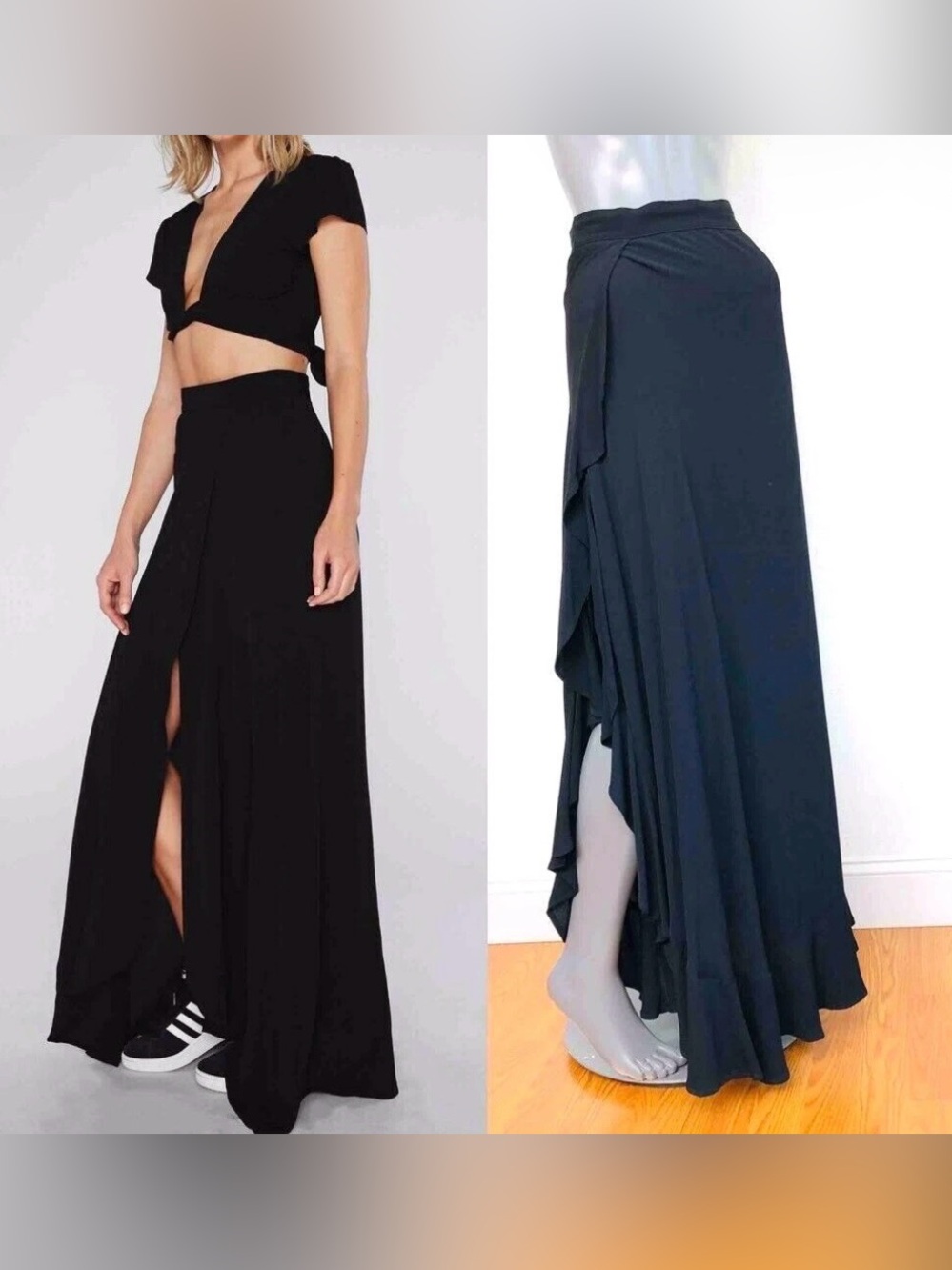 Flynn Skye Black Wrap it up Maxi Skirt Small